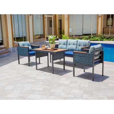 Santorini Outdoor Seating Set | 4 Pieces | Aluminum Grey