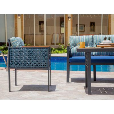 Santorini Outdoor Seating Set | 4 Pieces | Aluminum Grey