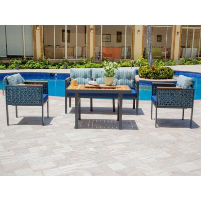 Santorini Outdoor Seating Set | 4 Pieces | Aluminum Grey