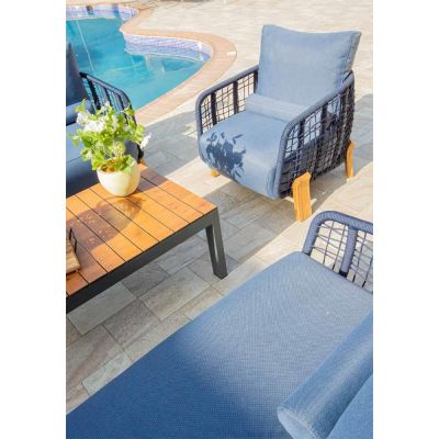 Titus Outdoor Seating Set | 5 Pieces | Blue