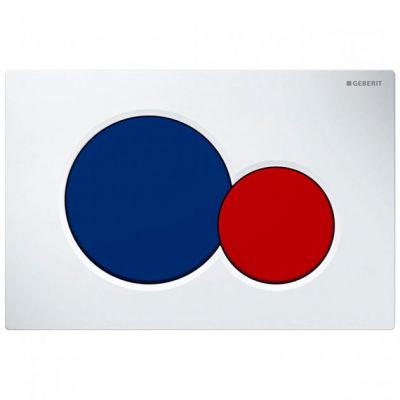 Geberit Sigma 01 | Round Dual-Flush Actuator Plate | White with Red and Blue Buttons